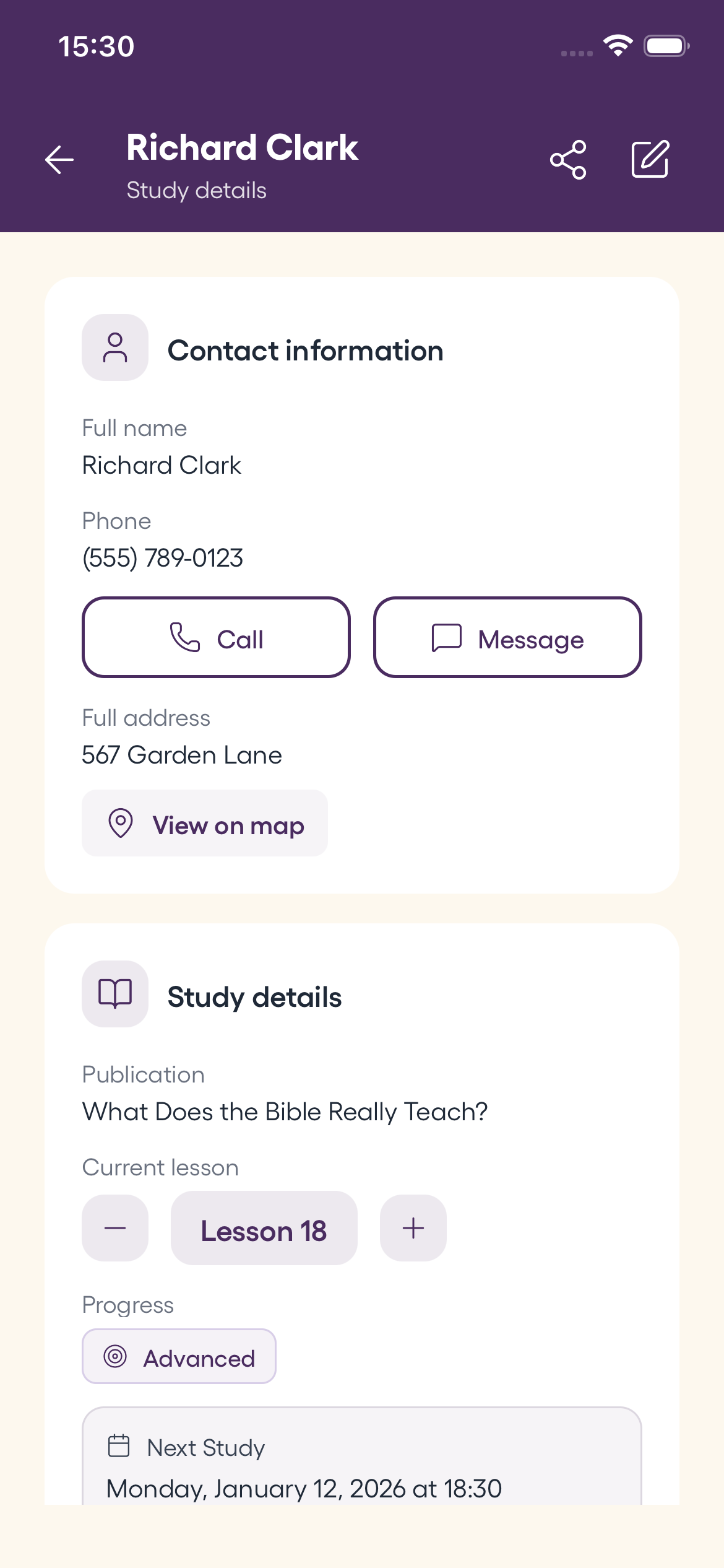 Bible studies screen